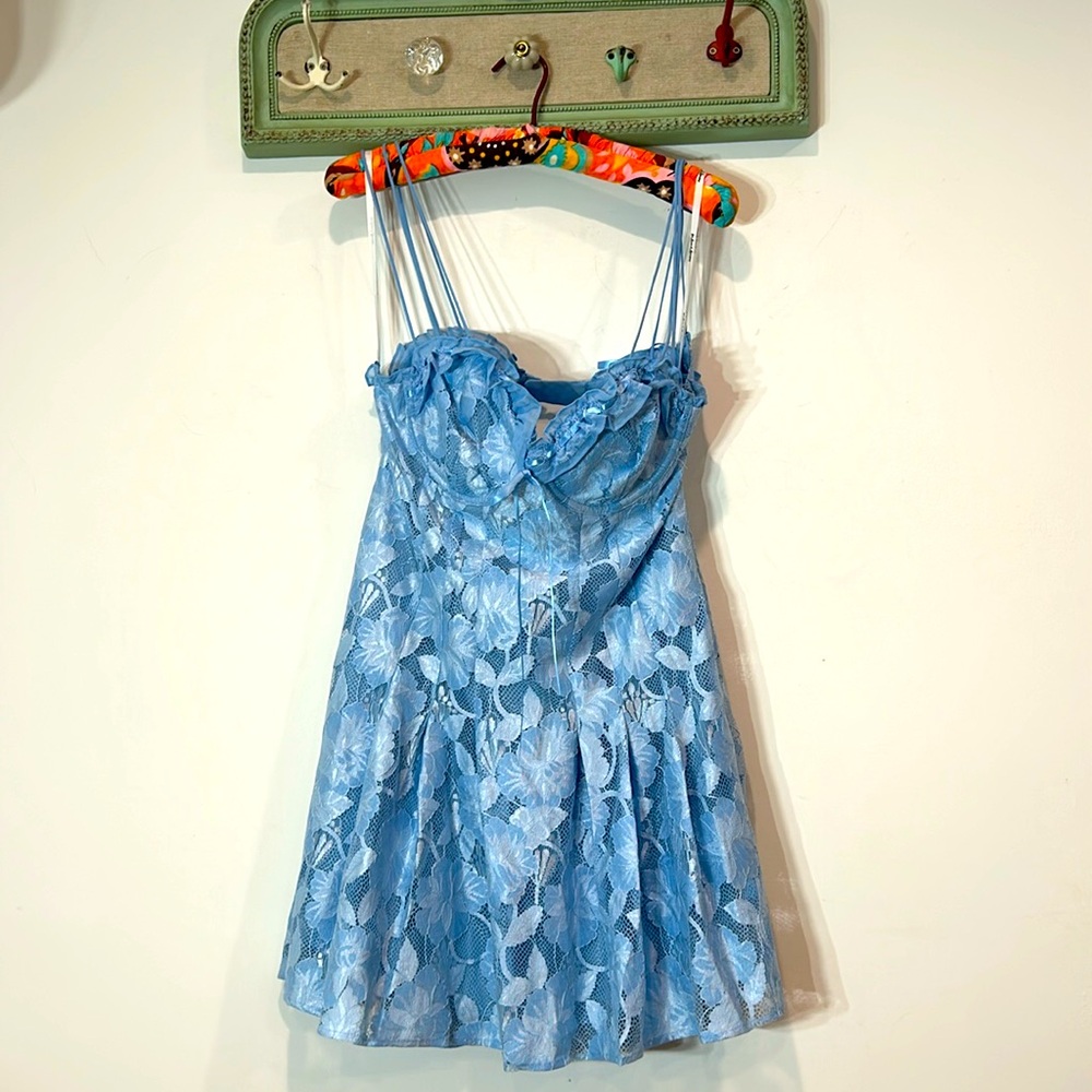 For Love And Lemons Blue Floral Mini Dress